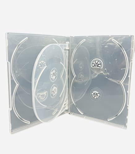 Dragon Trading Clear 6 Disc CD DVD BLU RAY Disc Case 6 Way Case To Hold 6 Disc With 14mm Spine. Outer Sleeve For Holding Artwork Inlay (5)