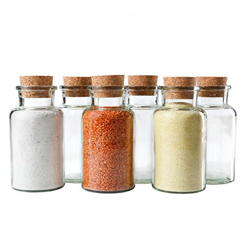 MamboCat 6er Set Gewürzgläser | Füllmenge 300 ml | Wiederverwendbare Glasdose + Korkverschluss | hochwertiges rundes Glas | Aufbewahrung von Tee Kräutern Gewürzen
