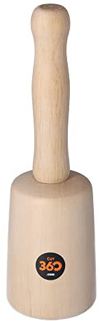 Cut360 Bildhauerklüpfel | konisch | 80 mm | Länge: 260 mm | Gewicht: 455 g | Weißbuche gedrechselt | Holzhammer für Schnitzarbeiten | Schnitzhammer & Klopfwerkzeug vereint zum Künstlerwerkzeug