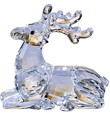 DOJOZ Crystal Deer Animals, Cute Elegant Craft Decorations for Home, Christmas Decorations, Birthday Gifts, Reindeer Figurines (White)