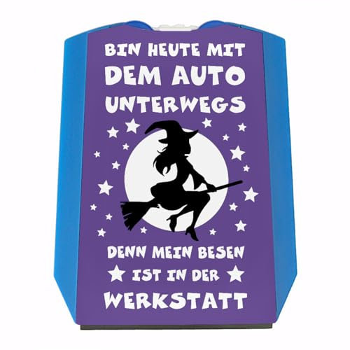 speecheese Mein Besen ist in der Werkstatt Parkscheibe mit hübscher Hexe als Geschenkidee zum Führerschein für Mädchen oder Freundin die gerne auch mal mit dem Besen fliegen