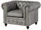 MASSIVMOEBEL24.DE | Chesterfield Sessel aus Echtleder #202 | aus echtem Büffel-Leder - Grau | 105x82x75 cm | mit Nieten | Lounge-Sessel Sofasessel Relaxsessel