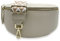 Bauchtasche mit breitem Gurt Damen beige Gold, Leder Crossbody Bag mit breitem Taschengurt, Gürteltasche, Brusttasche, Boom Bag (Braun Zickzack)