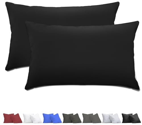 aboveBED Kissenbezug 40 x 60 (2er-Set), Schwarz, Kopfkissenbezug 40x60 cm aus 100% Mikrofaser, Kissenbezug mit Reißverschluss, Weich und Atmungsaktiv, Waschbare