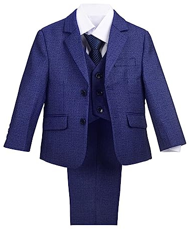 Lito Angels Trajes y Blazers Esmoquin Azul Ceremonia Boda Conjunto Elegantes con Chaqueta y Chaleco para Bebe Niños Talla 1 años (Número de Etiqueta 42)