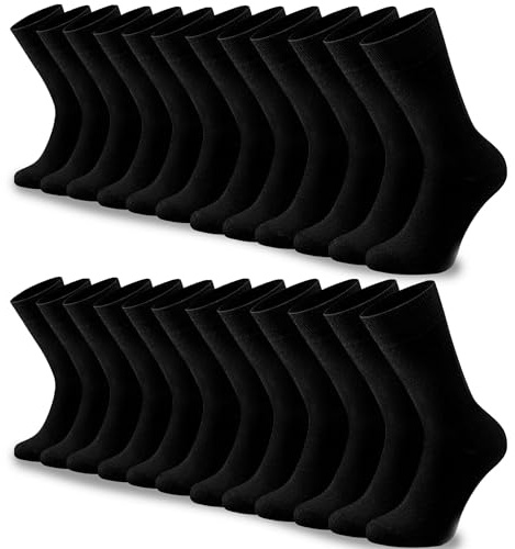 Heldenwerk Lot de 12 paires de chaussettes professionnelles pour homme en coton respirant sans coutures pressantes I Chaussettes pour homme Chaussettes de costume (12 x noires)