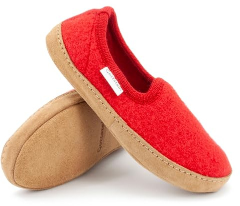 Gottstein Zapatillas de fieltro Cheyenne de lana virgen sin mulesing – Zapatillas de fieltro hechas a mano para hombre y mujer talla 36-47 – Zapatillas con suela de piel acolchada, berenjena, 36 EU