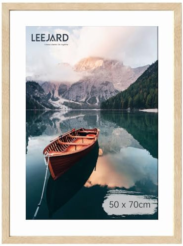 LEEJARD Bilderrahmen 50x70cm, Oak Holz Fotorahmen Holzrahmen Mit Bruchsicherem Plexi-Glas Zum Senkrechten Oder Waagerechten, Portraitrahmen Mit Nahtloser Haken für Wandbehänge