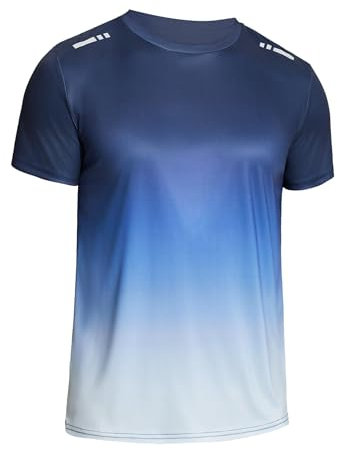 Weardear Men’s T-Shirts Workout Running Shirts Moisture Wicking Sport Tops Short Sleeve Gym Shirt for Running Athletic Blue L