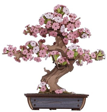 ROWOOD Sakura Bonsai 3D Puzzle, DIY Holzpuzzle Modellbausatz Für Erwachsene, Klassiker Sakura Konstruktions Und Handwerks Set, Perfekt Deko Für Zuhause Sowie, Geschenk Zu Weihnachten Oder Geburtstag