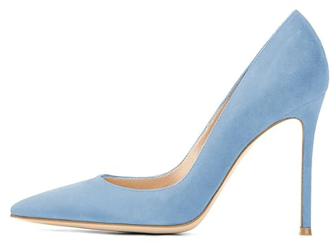 EDEFS Regine delle Feste Pumps Slip On Sexy con Tacco a Spillo 10 cm Punta a Stiletto per Spose & Vita Notturna Azzurro EU39
