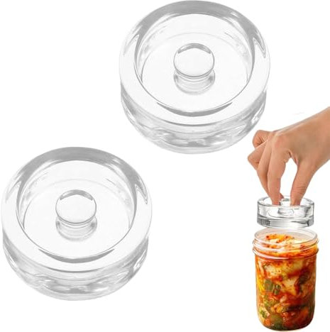 Vimmvid Lot de 2 poids de fermentation en verre de 7 cm de diamètre - Pour fermentation, poids de fermentation, pierre de lestage - Kit de fermentation pour choucroute, kimchi, kéfir, cornichons