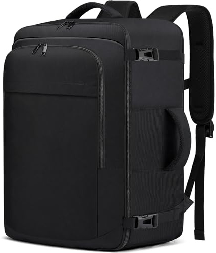 ENZOSUM Bagaglio a Mano 55x35x25 per ITA Airways Zaino 55x35x25 per Air Europa Zaino da Viaggio 48L Borsa da Cabina Zaini Porta PC Scuola Trekking Lavoro,Nero