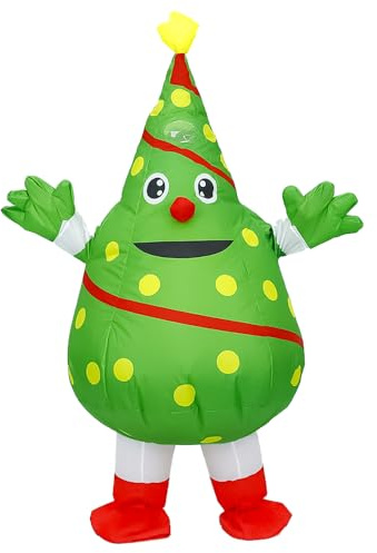 Rafalacy Inflatable Christmas Costume for Adult Blow up Santa Claus Elf Snowman Ginger Bread Man Costum Xmas Funny Fancy Dress