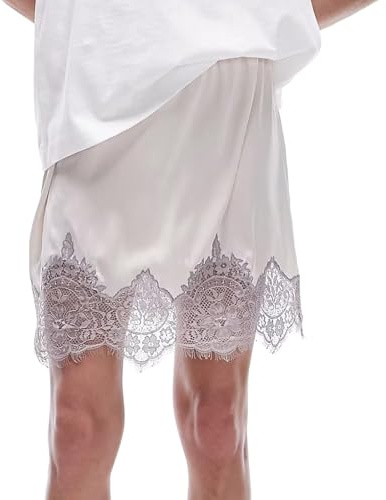 Jupe en dentelle et satin de soie pour femme - Taille basse - Jupes superposées à volants - Mini jupes Y2k - Jupe haute fluide