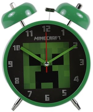 Accutime Minecraft Kids Creeper Twin Bell Alarm Clock