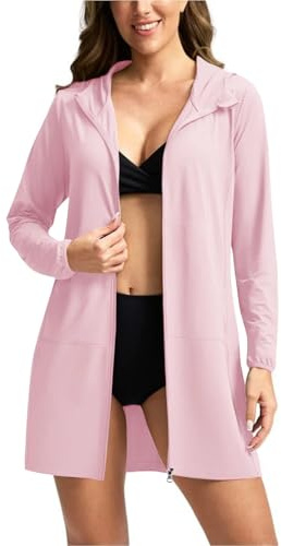 Veste De Sport Femme UPF 50+, Veste De Course À Pied À Fermeture Éclair À Manches Longues, Chemise Anti-UV Légère À Capuche Pour La Plage, Le Yoga Et L'Extérieur