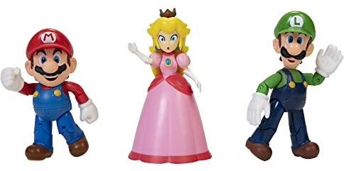 Super Mario – Diorama Multipack Reino Champiñón con 3 Figuras de 10 cm Articuladas – Las Figuras Tienen Poses Propias Clásicas del Videojuego - Juguetes para Niños 3 años