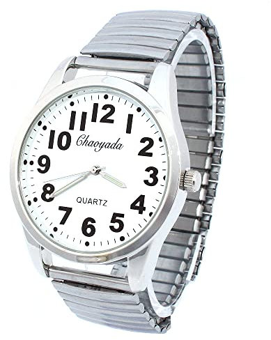 Women Watches Flexible Elastic Strap Fashion Simple Large Digital Stainless Steel Quartz Bracelet Wristwatches White