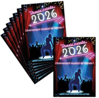 MERCI-FACTEUR.COM Carte de Voeux 2026 Cinema - 8 Cartes Pliées (3 Formats Dispos) - Carte Fête Musicale De La Nouvelle Année 2026