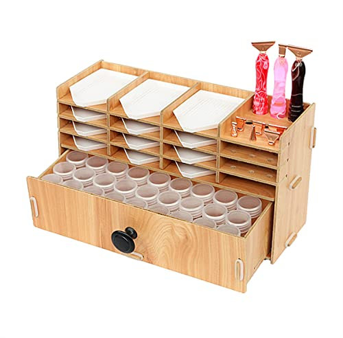 Hapivida Diamant Malerei Aufbewahrungsbehälter, Holz Multi Layers Grids Organizer Case für Perlen, Strasssteine, DIY Nail Art, Schmuck, für Diamantmalerei und Handwerk