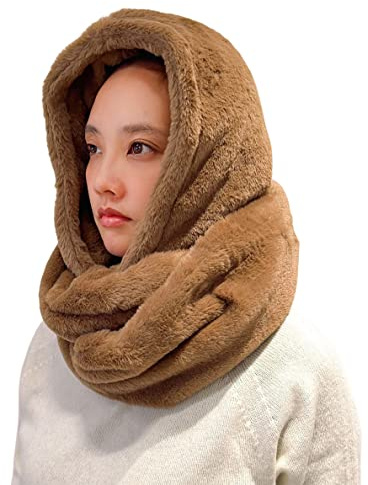 Lina & Lily Écharpe Tube à Capuche en Fausse Fourrure pour Femme Hiver