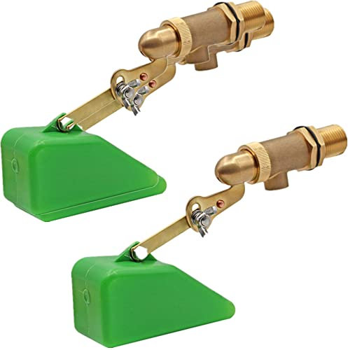 MUALROUS 2Pcs Vanne en laiton de 1/2 avec Vanne Flottante en Plastique pour le Montage du Réservoir, Robinet à Tournant Sphérique flottant avec Bras Réglable pour Aquarium Abreuvoir Mouton