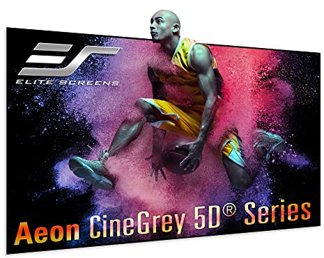 Elite Screens Aeon CineGrey 5D 165 inch Diag. 16:9, Edge Free Ceiling Light Rejecting and Ambient Light Rejecting (CLR/ALR) Fixed Frame Projection Projector Screen for Movie Home Theater, AR165DHD5