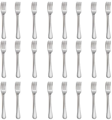 QUCHER Set di 24 forchette da dessert in acciaio inox (24 forchette da tavola)