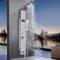 Harnart - Columna de ducha hidromasaje para bañera (6 en 1, con LED, columna de ducha, hidromasaje, acero inoxidable, sistema de panel de ducha de pared cepillada