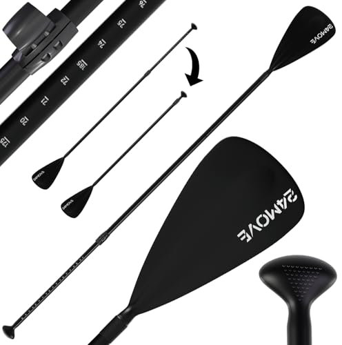 24MOVE® Paddel Einzelpaddel Teleskoppaddel Stechpaddel für SUP Stand Up Board, Paddling, Leicht aus Aluminium 210cm, verstellbar schwarz