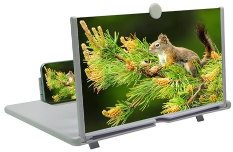 Lente di ingrandimento per telefono cellulare da 14, 3D HD, schermo proiettore per film, video, supporto pieghevole per telefono con amplificatore per schermo, supporta tutti gli smartphone (bianco,