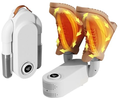 HIULLEN Asciuga Scarpe Elettrico, Asciuga Stivali Portatile 360° Asciugatura, Asciuga Scarponi in Modo Veloce, Scalda Scarpe con Timer per Scarpe, Guanti, Calzini, Cappelli