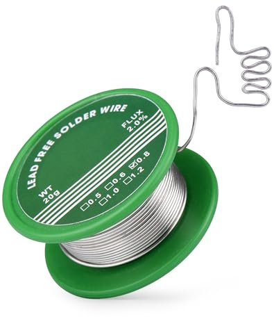 SOSALUK 20g Etain a Souder 0.8mm Fil à Souder avec Flux Etain sans Plomb avec Noyau de Colophane Sn99.3% Cu0.7% pour Petite Soudure Fine Composant Electronique