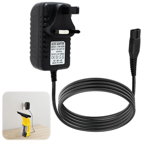 5.5V Charger for Karcher Window Vac WV1, WV2, WV5, WV60, WV75, WV70, WV Classic, Plus, WV5 Premium, Window Vac Charger with 1.5M Charging Cable Lead, Power Supply Adapter for Karcher Window Cleaner