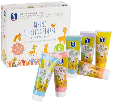 Feuchtmann Il mio colore preferito pastello Edition – Set di colori 6 x 75 g per dita in tubi, colore delicato sulla pelle a base d'acqua, colori da pittura lavabili (a partire dai 2 anni)