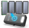 Chargeur Solaire 27000mAh Batterie Externe sans Fil - 22,5W Charge Rapide USB-C Power Bank avec Trois Sorties USB PD 4.0 QC 3.0 et 4 Panneaux Solaires pour Smartphones, Tablettes (Vert)