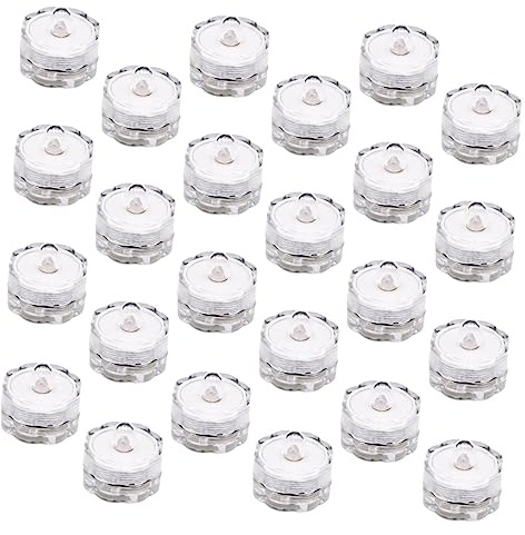 Toyvian 24piezas Luz De Vela Sumergible Luces De Vela Led Para Decoración De Estanques Piscinas y Fuentes Color Amarillo Estilo Flor De Ciruelo