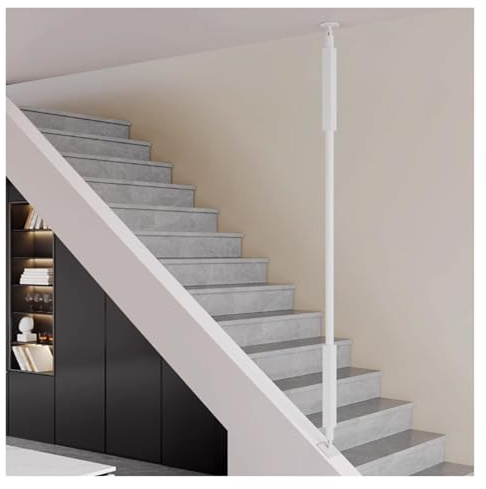 Balustrar Anpassningsbara Järnbalustrar För Trappor, Justerbara 0°-270°, Svartvita Guldfärgade Trappräcken För Att Förhindra Fall, Balusterpelare 0,2-2,3m(White (1 pc),96in/2430mm)