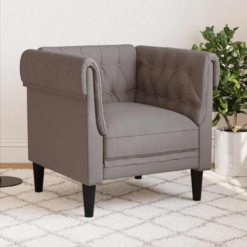 Genérico Sillón Chesterfield de Tela Gris taupé,Mobiliario,Sofás,372543