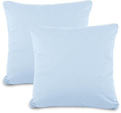 aqua-textil Classic Line Kissenbezug 2er-Set 80 x 80 cm Aqua blau Baumwolle Kissen Bezug Reißverschluss Jersey Kissenhülle