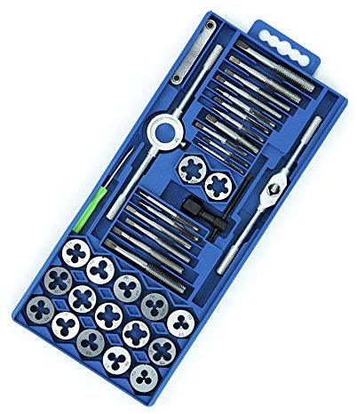 LARS360 40pcs Juego de Corte Roscado M3 M4 M5 M6 M8 M10 M12 Juego de Herramientas de Perforación de Pinzas Finas Juego de Herramientas de Perforación con Caso