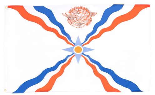 AZ FLAG - Bandera Asiria - 150x90 cm - Bandera Asiriana 100% Poliéster Con Ojales de Metal integrados - 110g - Colores Vivos Y Resistente A La Decoloración