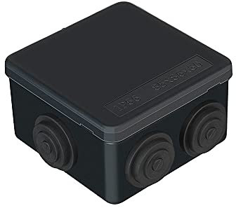 IP55 Waterproof Junction Box, ABS Plastic Outdoor Electrical Project Box Enclosure, Universal Weatherproof Surface Mounted External CCTV Junction Box (85x85x50mm) – AVARTEK (Black)