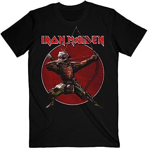 Rockoff Trade Iron Maiden T T-Shirt Senjutsu Eddie Archer, Rot, Kreis, neues offizielles Lizenzprodukt für Herren, Schwarz, XL