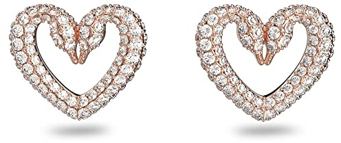 Swarovski Una Ohrstecker, Rosé Vergoldete Damenohrringe mit Edlem Schwan-Motiv und Klaren Swarovski Kristallen