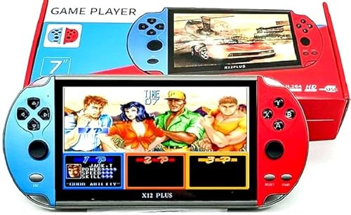 iLogic Console portatile da gioco X12 + 3500 giochi Game Platform Emulator 7 pollici schermo, X12 PLUS, Rosso/Blu