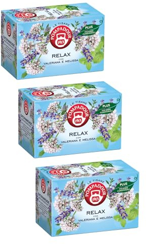 Pompadour® | Avkopplande örtte | Valeriana och Melissa Base Infusion - 3 x 18 påsar (118,8 gr) | Avkopplande örter för kvällen