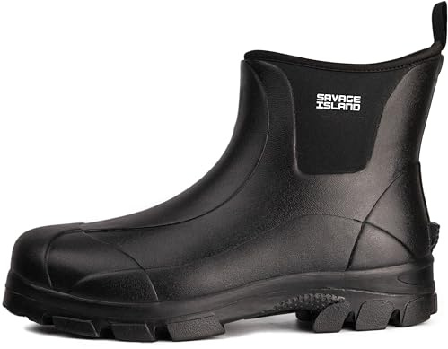 Savage Island Short Ankle Rubber Neoprene Lined Wellington Boots, Black UK10