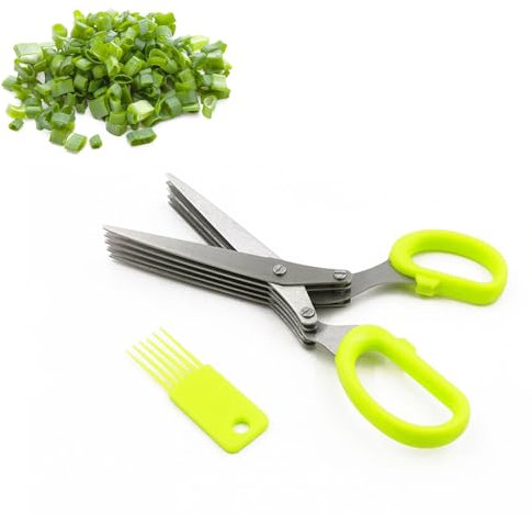 Ciseaux à Herbes, Ciseaux à Herbes en Acier Inoxydable, Ciseaux Cuisine pour Herbes, Ciseaux de Cuisine à 5 Lames en Acier Inox, pour les herbes aromatiques, la ciboulette, le persil
